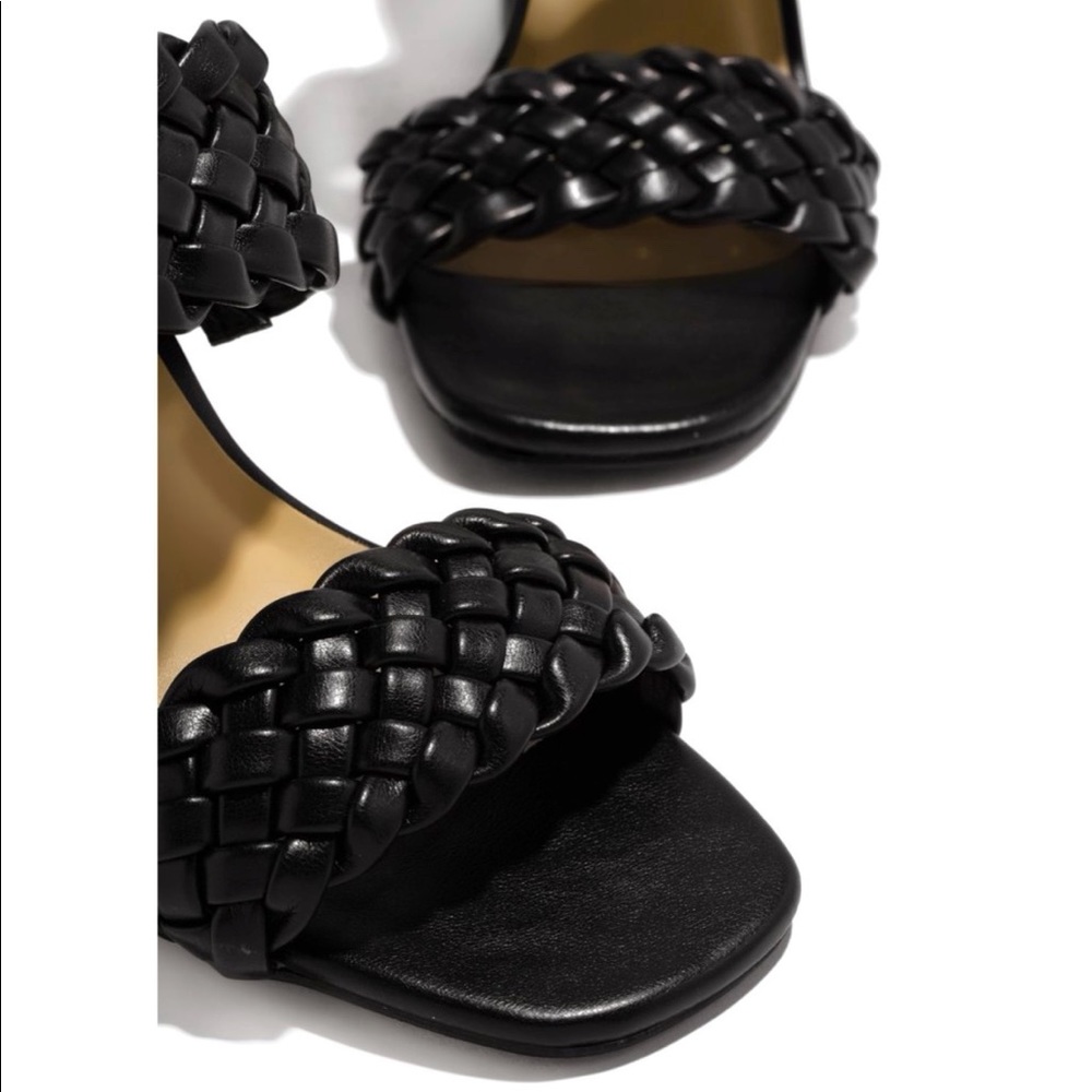 Black Woven Chunky Heel - Picture 4 of 10